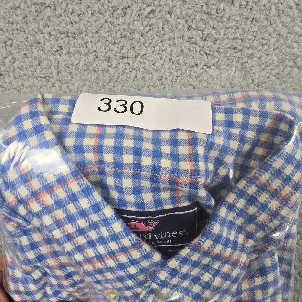 Vineyard Vines Mens Large Slim Fit Whale Flannel Shirt Long Sleeve Button - Picture 11 of 11